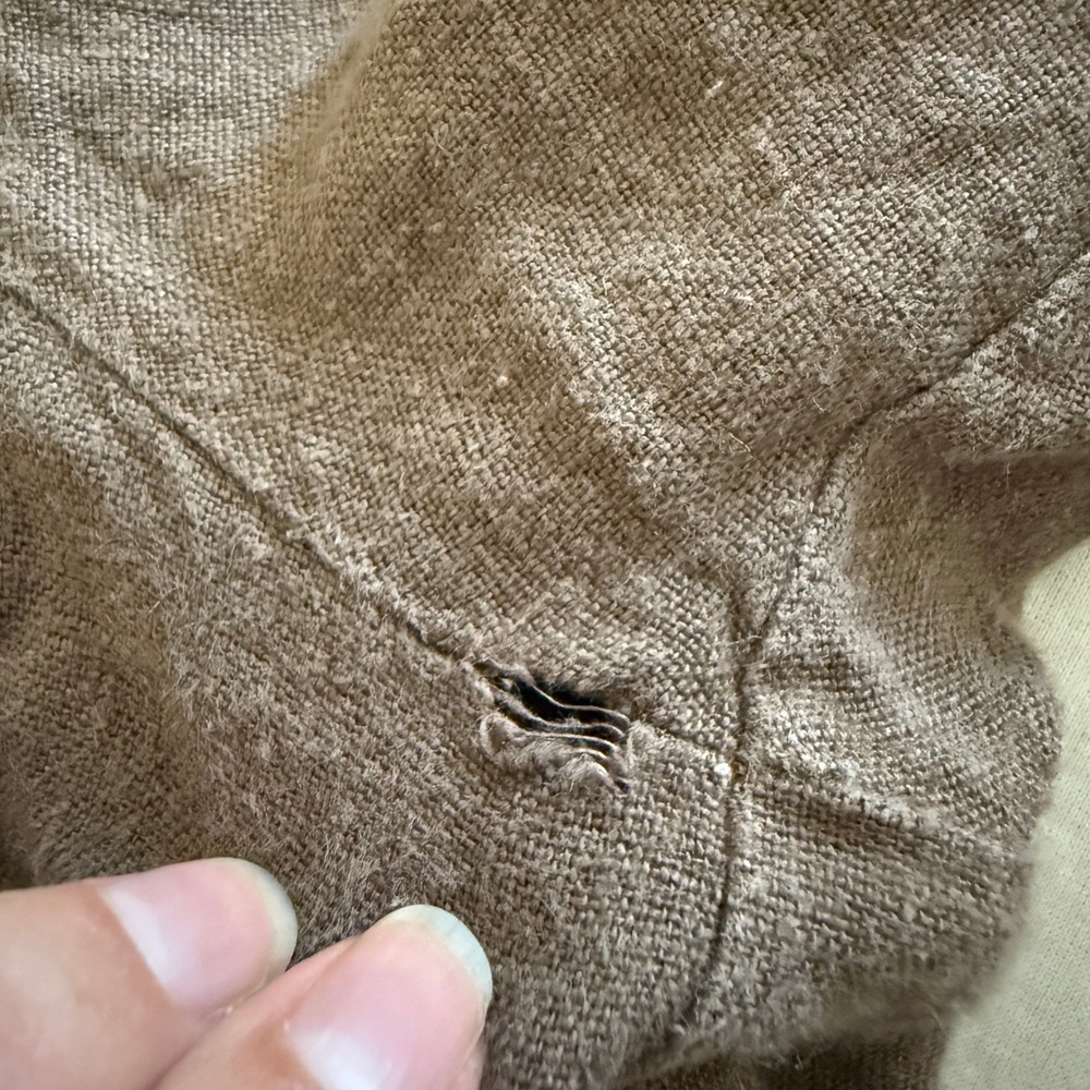 Bryn Walker Linen Button Down Jacket Unique Collar Oversized Brown Top - Picture 10 of 11
